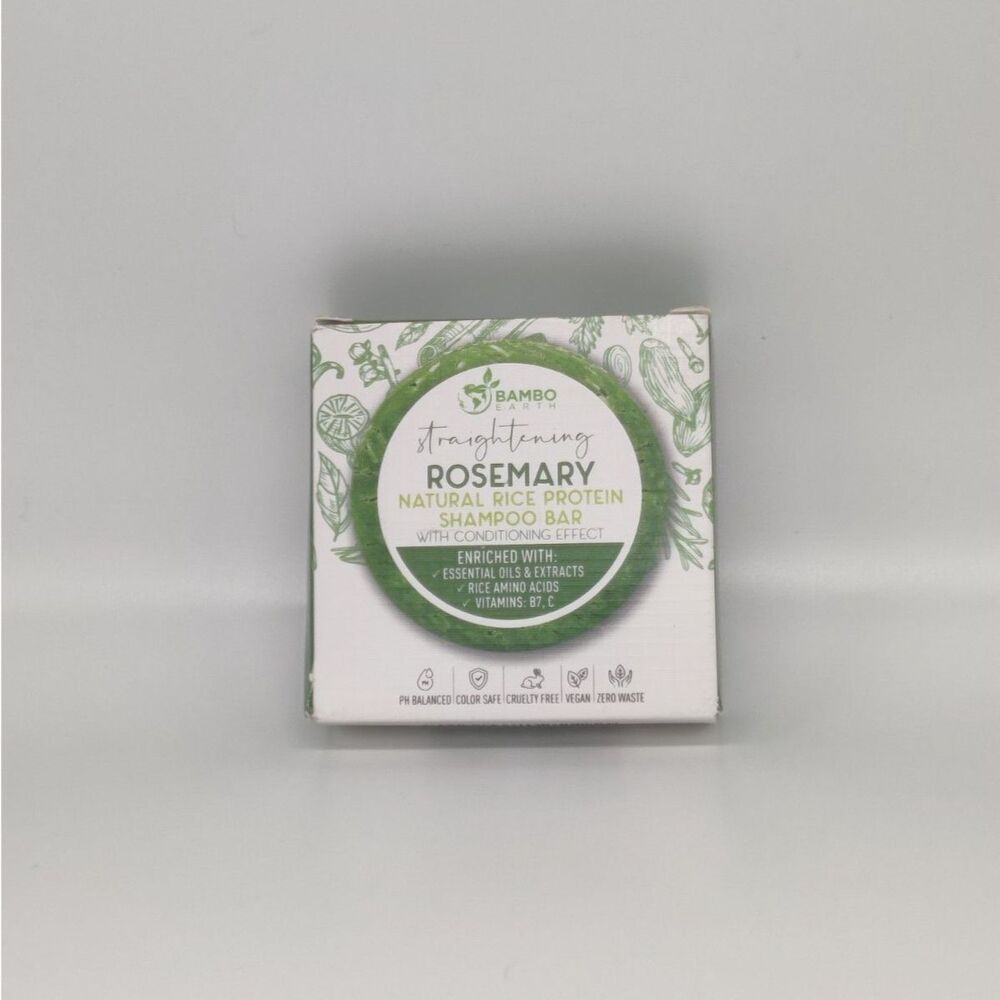 Bamboo Earth Straightening Rosemary Natural Rice Protein Shampoo Bar